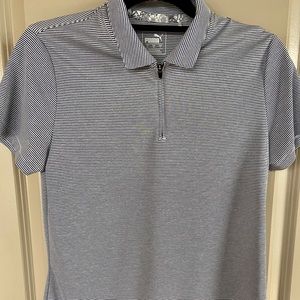 Puma Golf Shirt - Blue/White Pinstripe